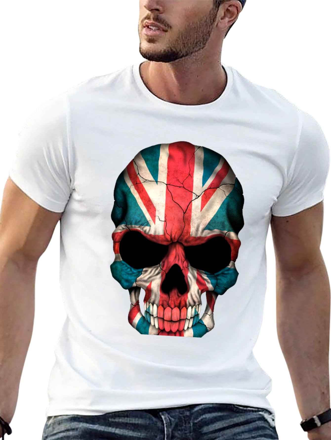 Union Jack Skull Graphic Tee - Black