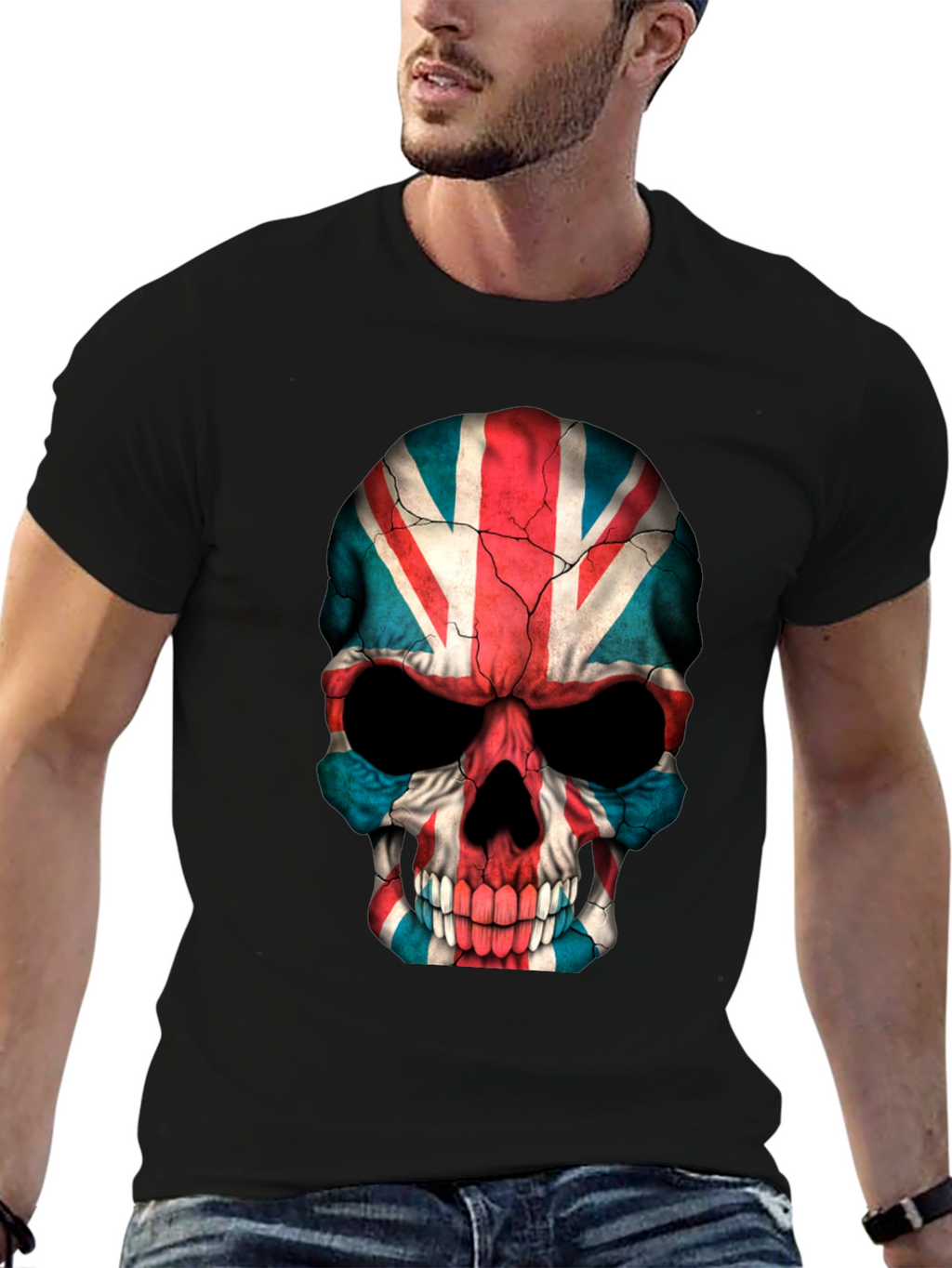 Union Jack Skull Graphic Tee - Black