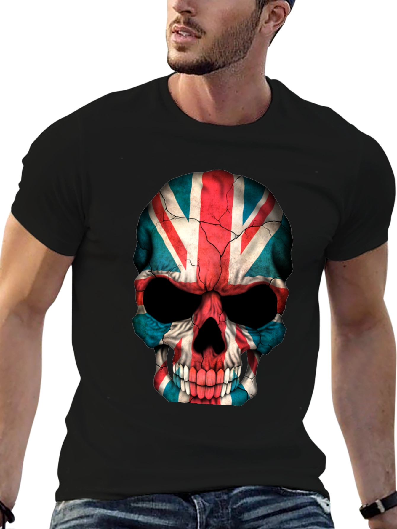 Union Jack Skull Graphic Tee - Black