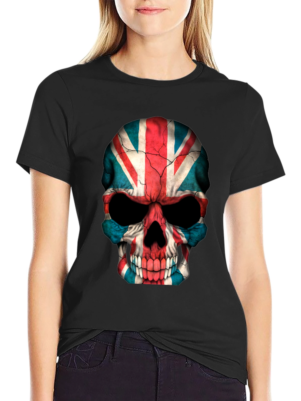 Union Jack Skull Graphic Tee - Black