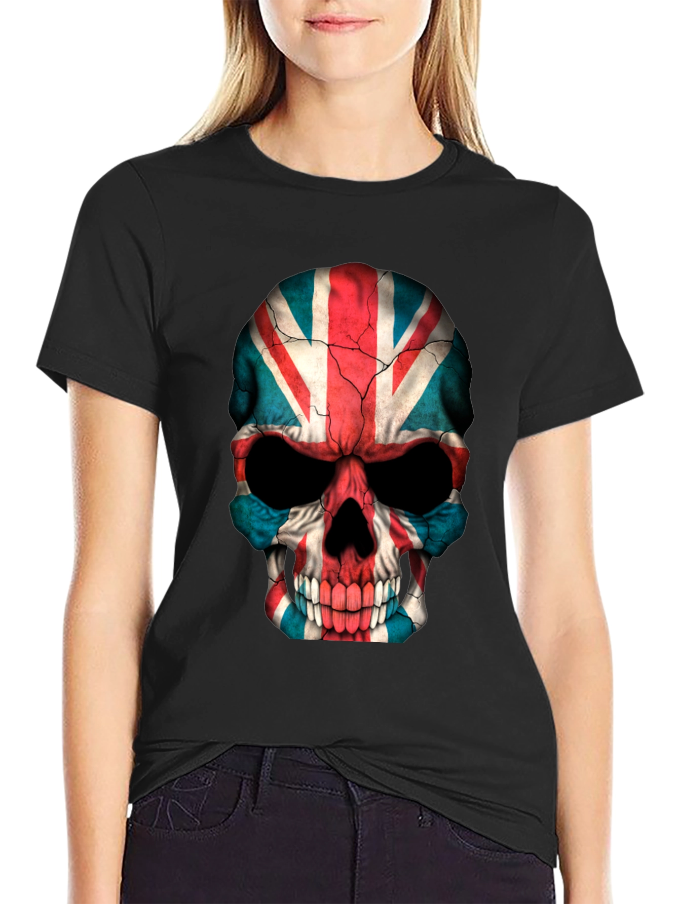 Union Jack Skull Graphic Tee - Black