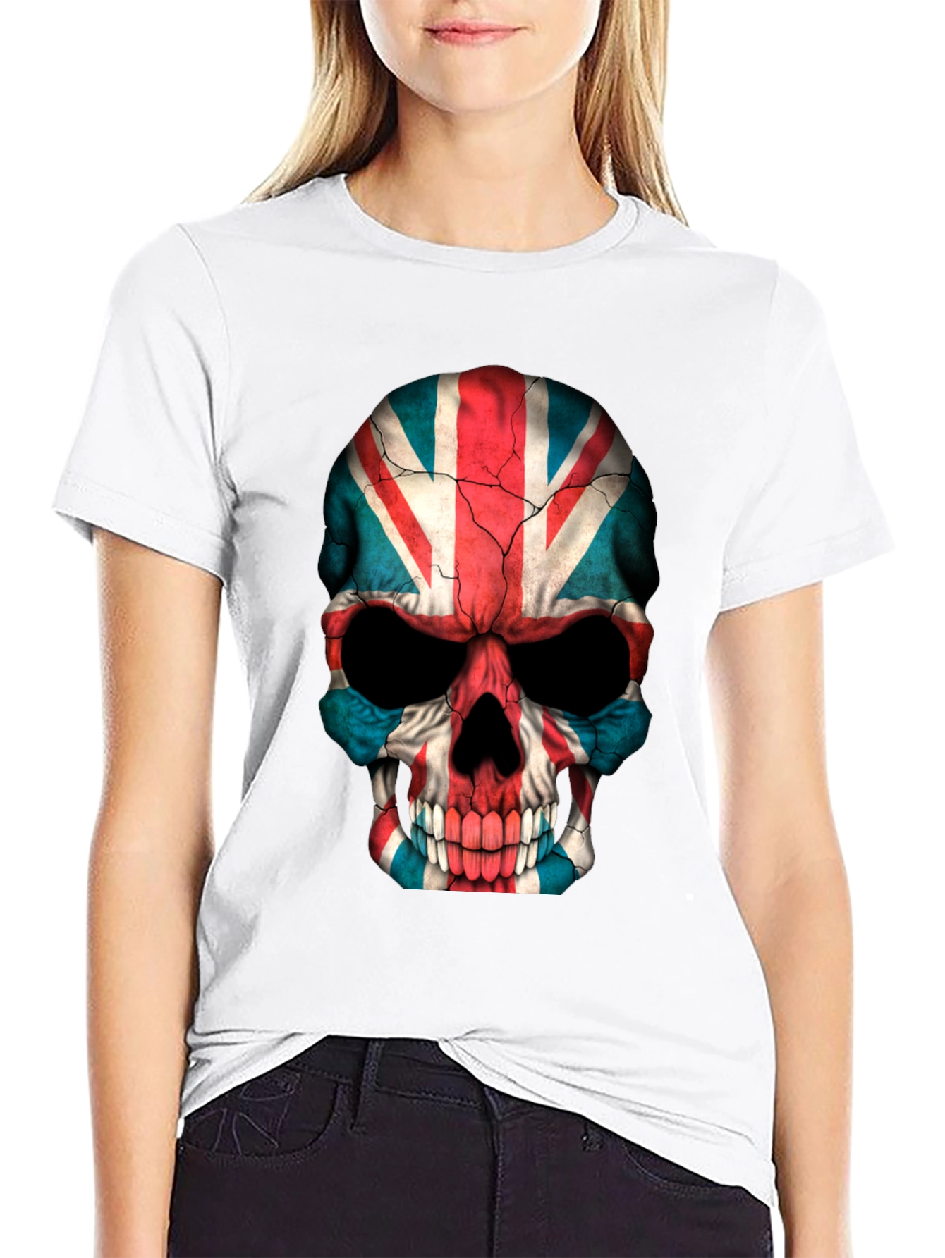 Union Jack Skull Graphic Tee - Black