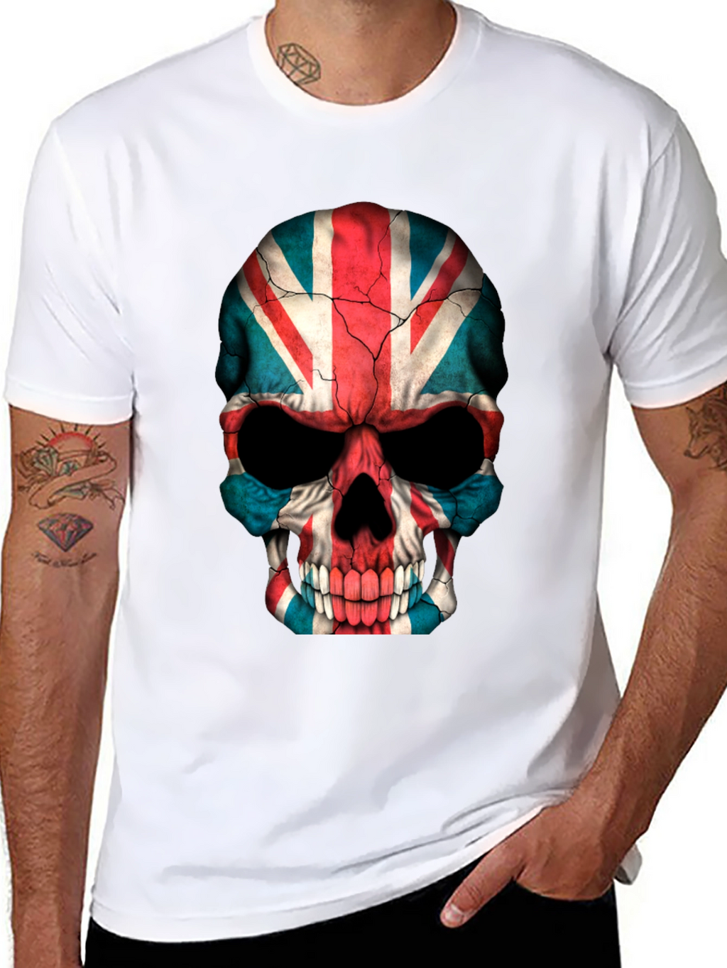 Union Jack Skull Graphic Tee - Black