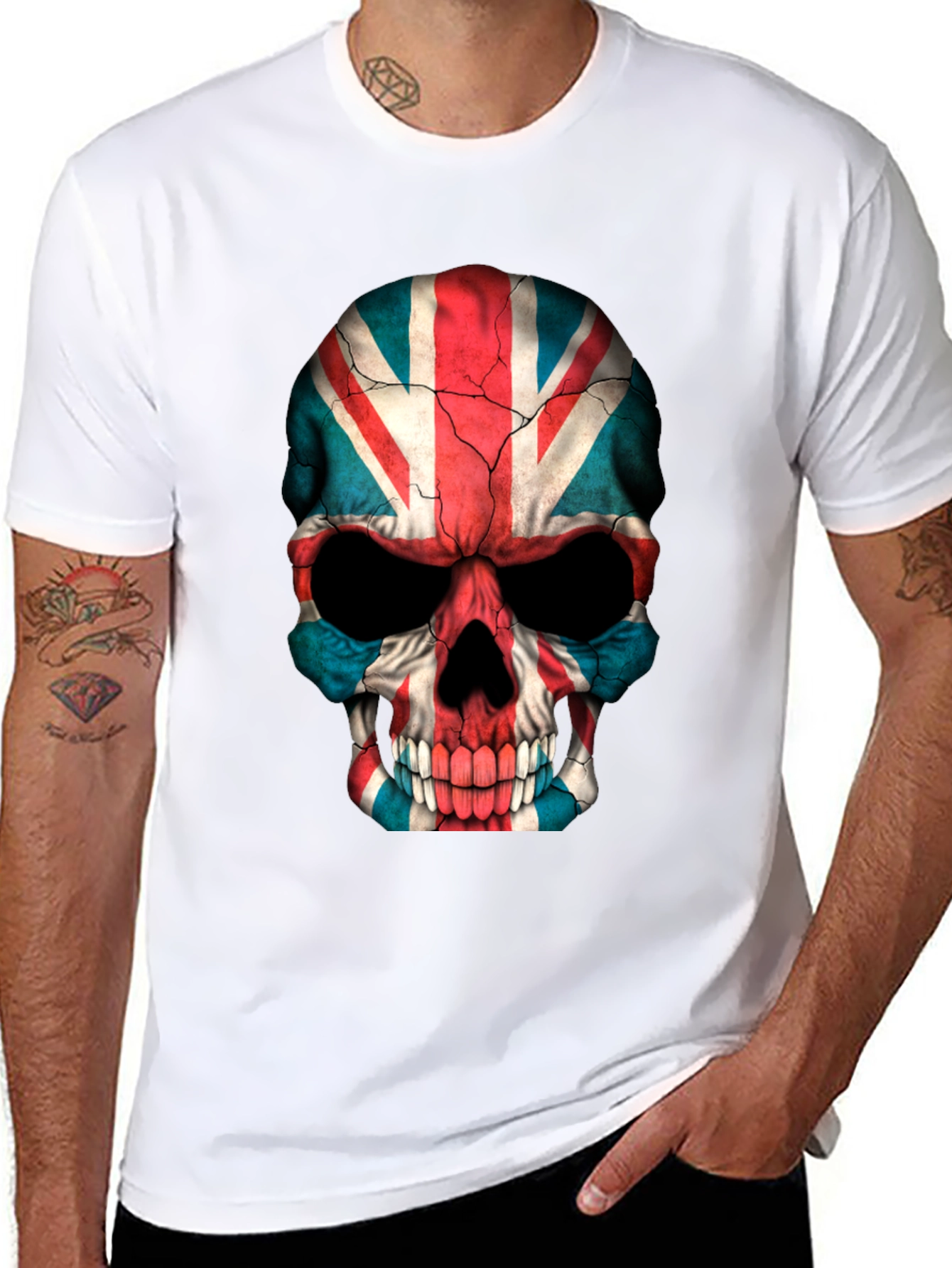 Union Jack Skull Graphic Tee - Black
