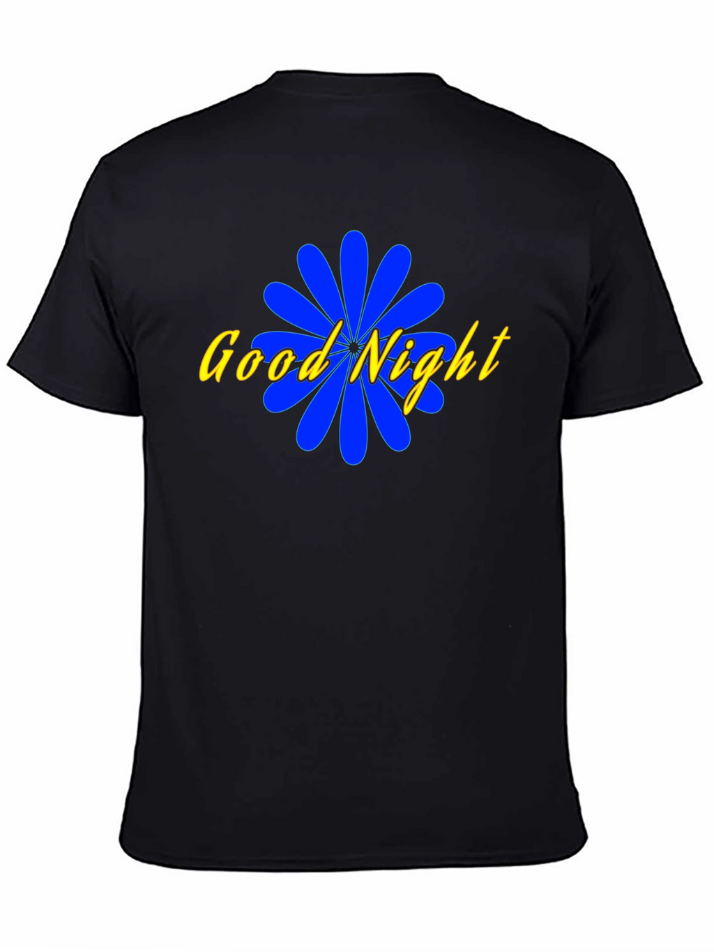 Good Night Floral Graphic Black T-Shirt