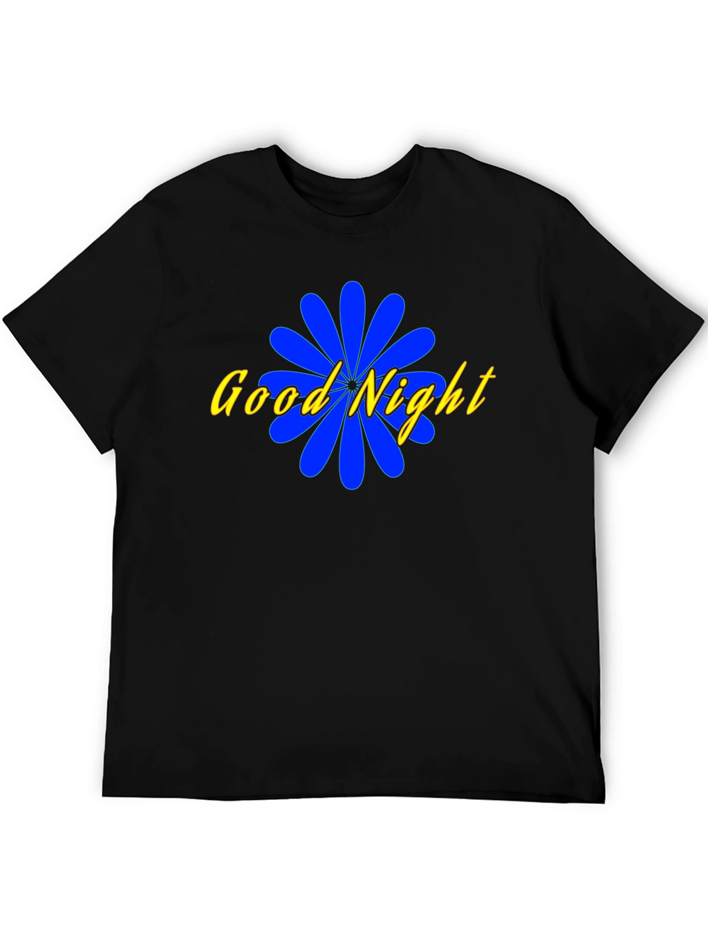 Good Night Floral Graphic Black T-Shirt