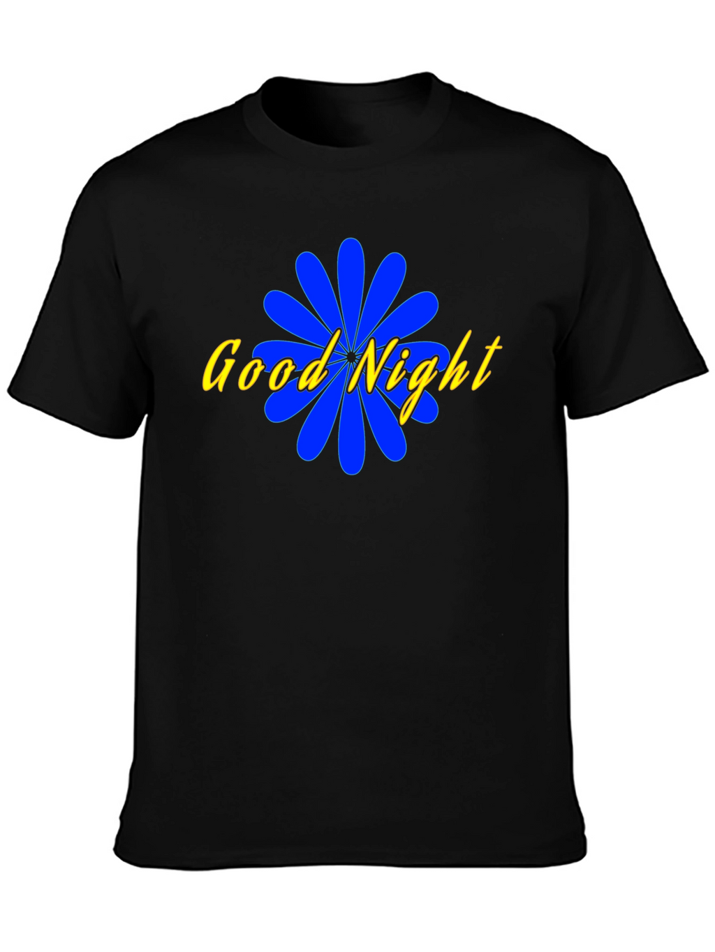 Good Night Floral Graphic Black T-Shirt