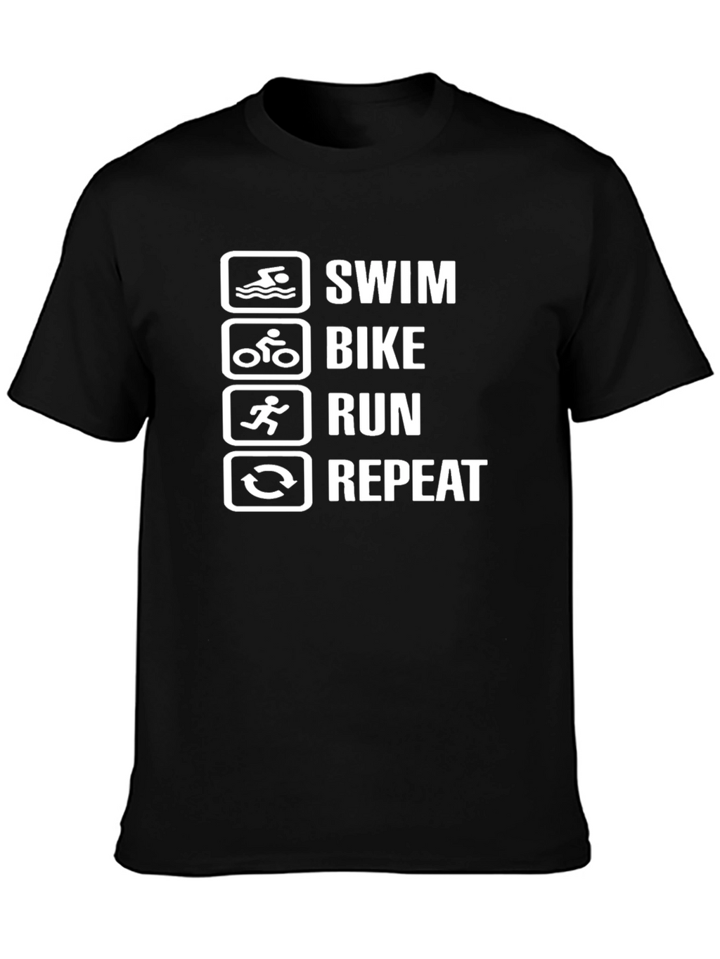 Swim Bike Run Repeat Black T-Shirt