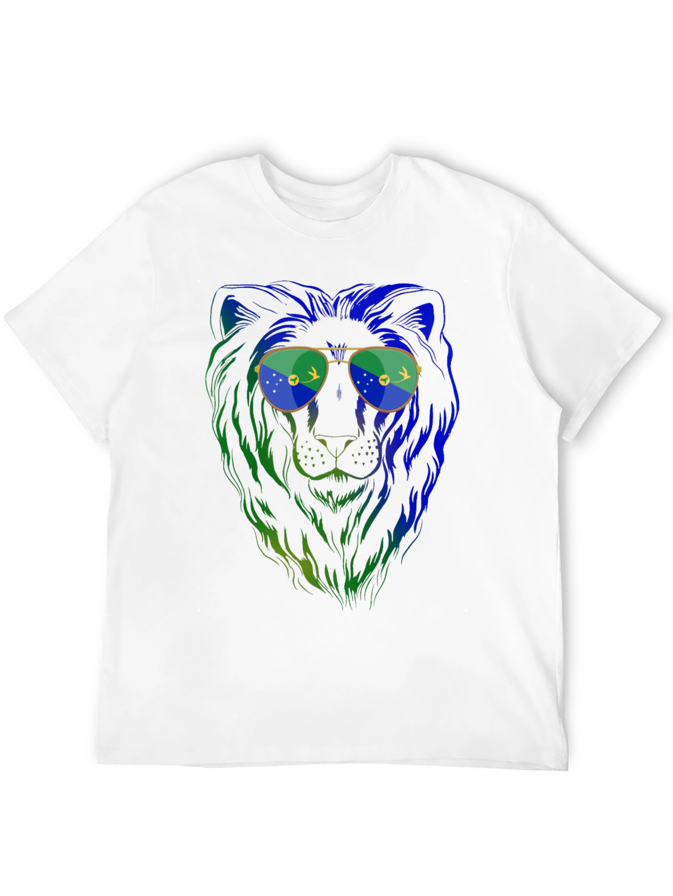 Lion with Sunglasses Graphic Tee - Mens Black T-Shirt