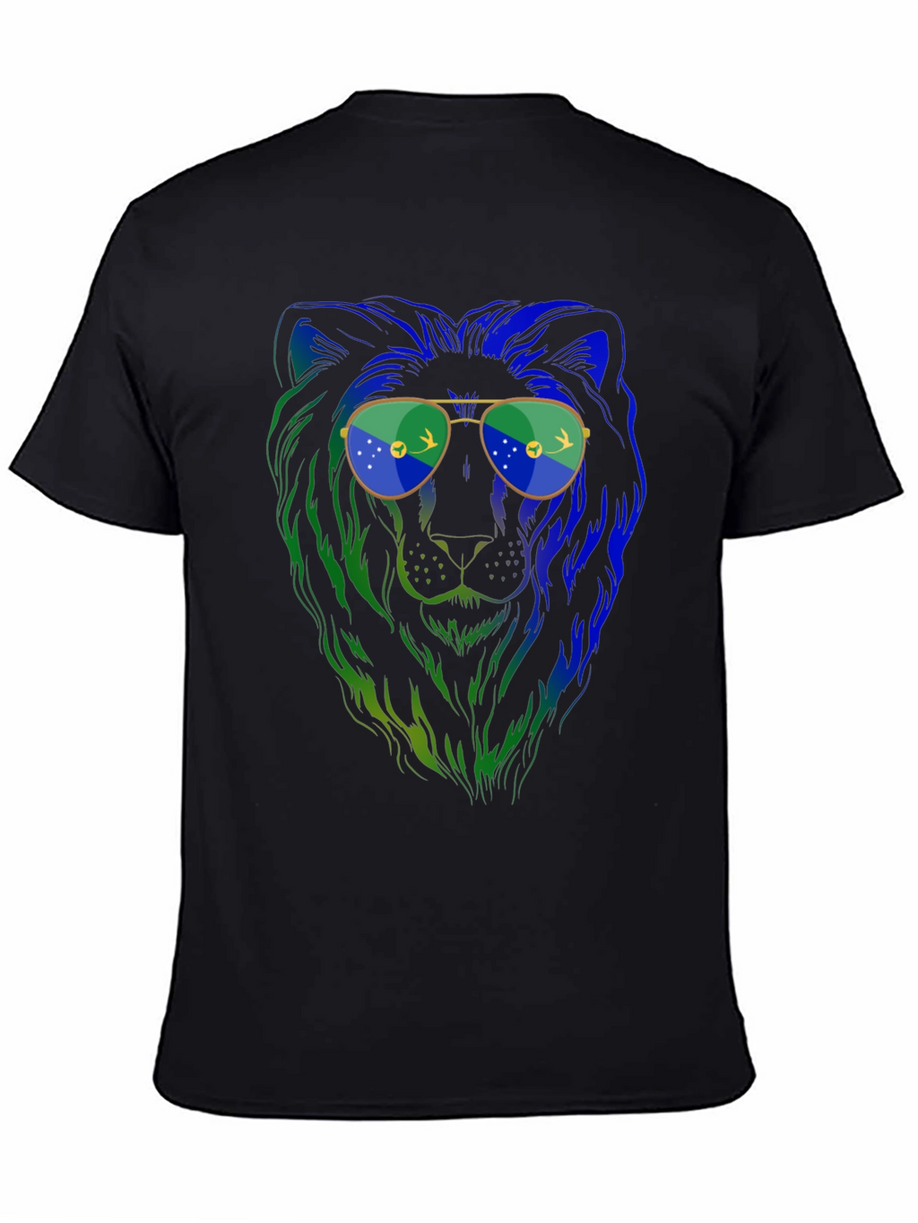 Lion with Sunglasses Graphic Tee - Mens Black T-Shirt