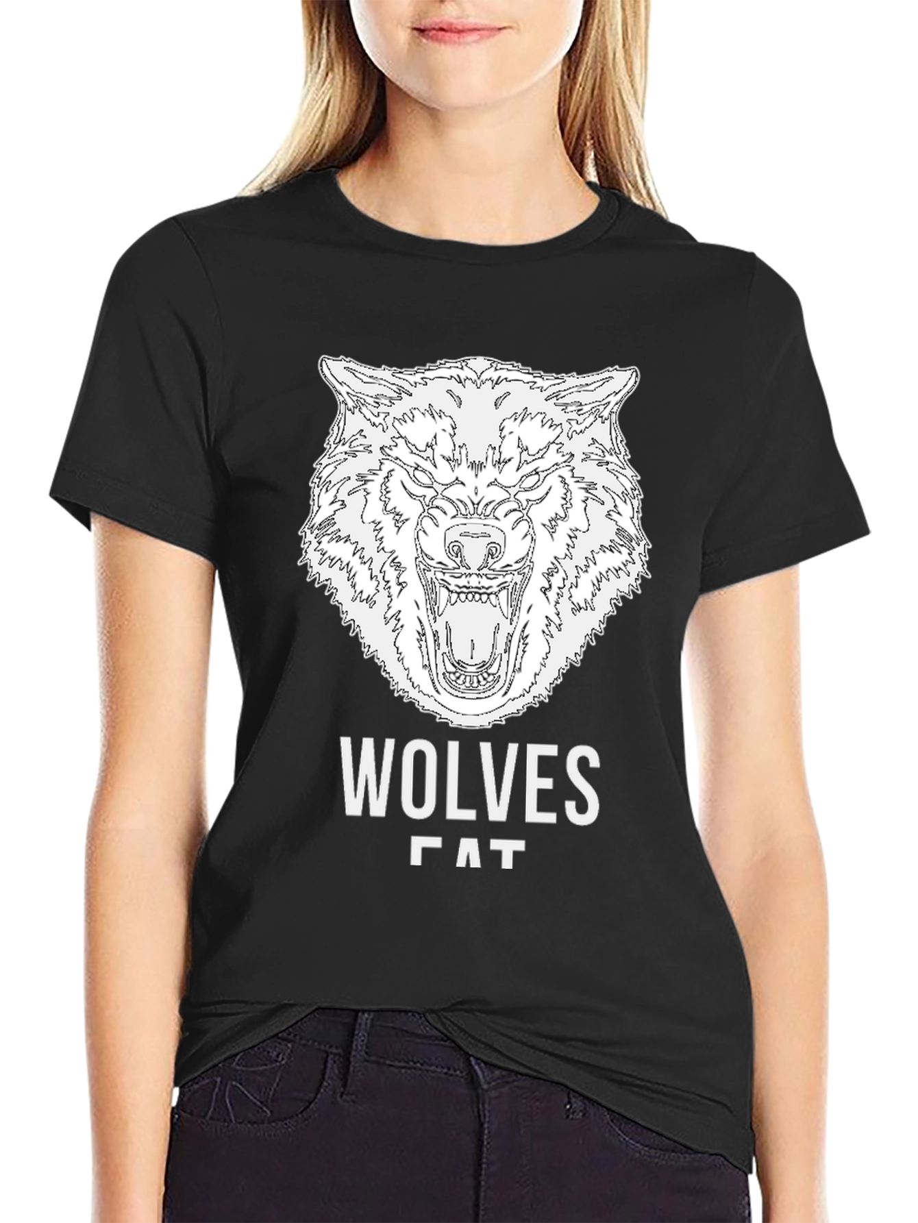 Wolves Graphic Print Black T-Shirt for Men