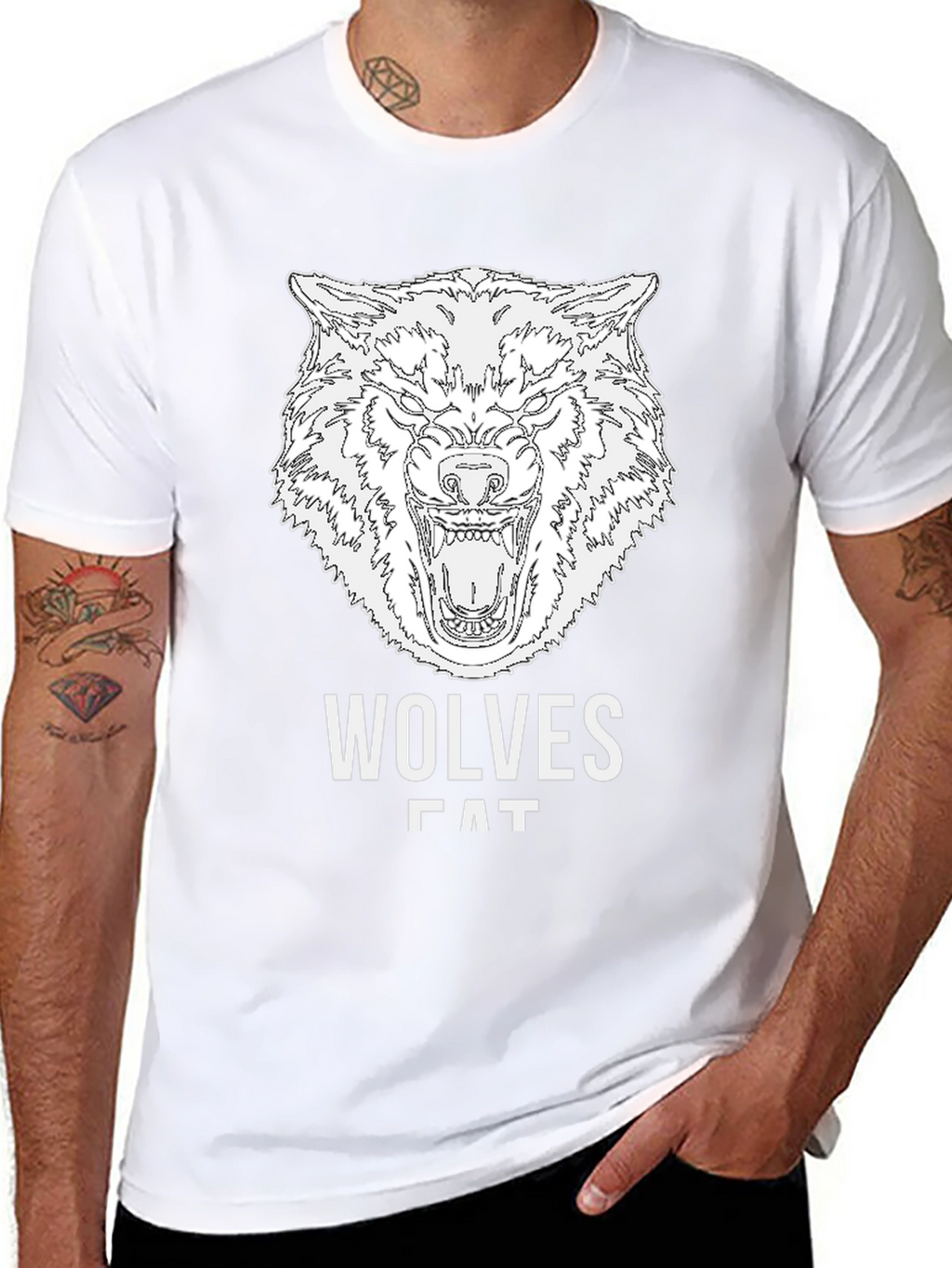 Wolves Graphic Print Black T-Shirt for Men