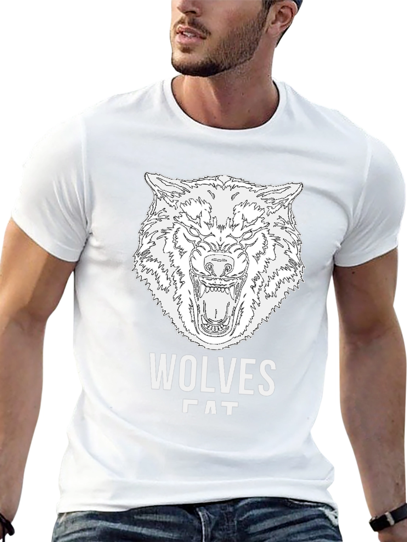 Wolves Graphic Print Black T-Shirt for Men