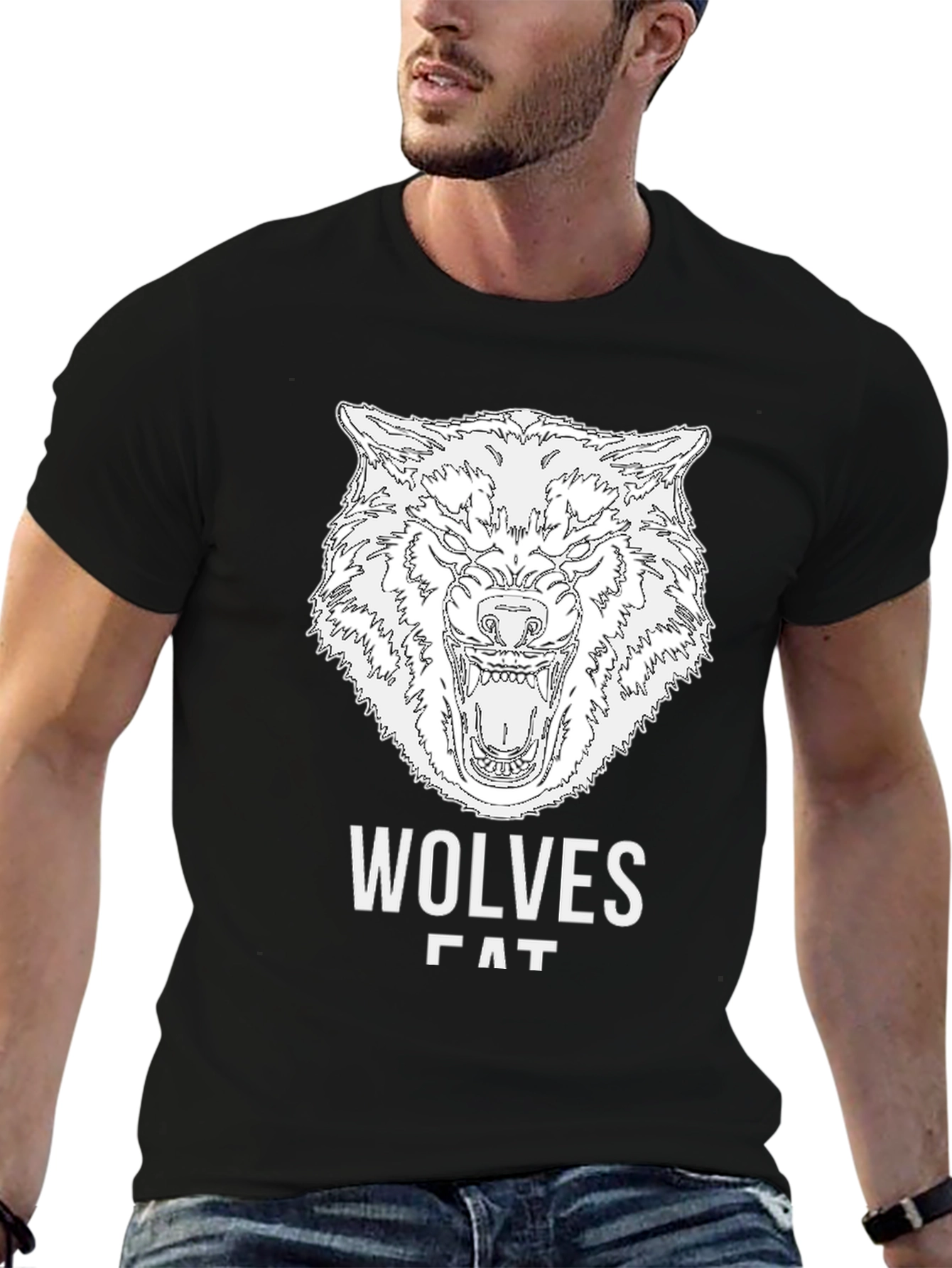 Wolves Graphic Print Black T-Shirt for Men