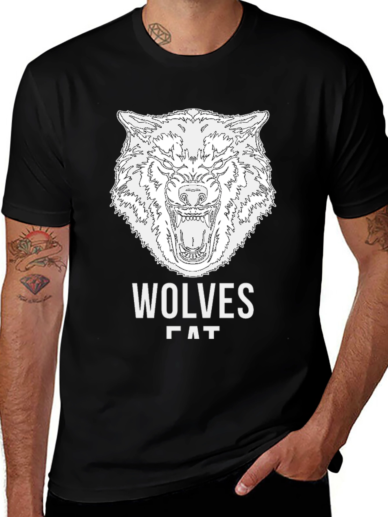 Wolves Graphic Print Black T-Shirt for Men