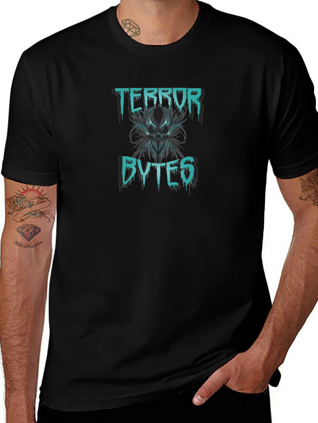 Terror Bytes Graphic Print Black T-Shirt