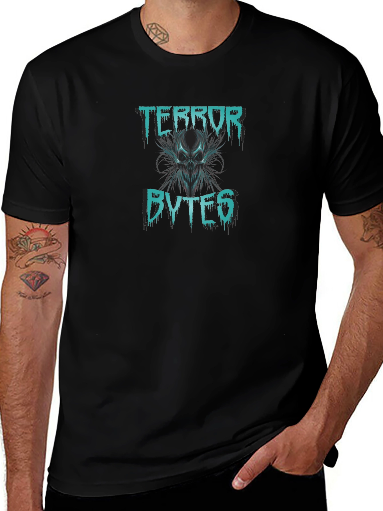 Terror Bytes Graphic Print Black T-Shirt