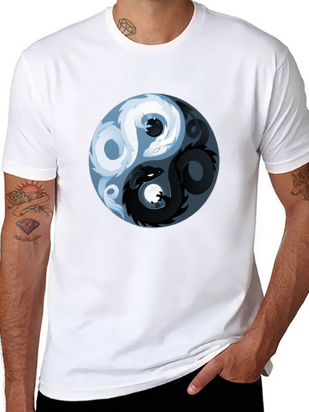 Yin Yang Dragon Graphic T-Shirt