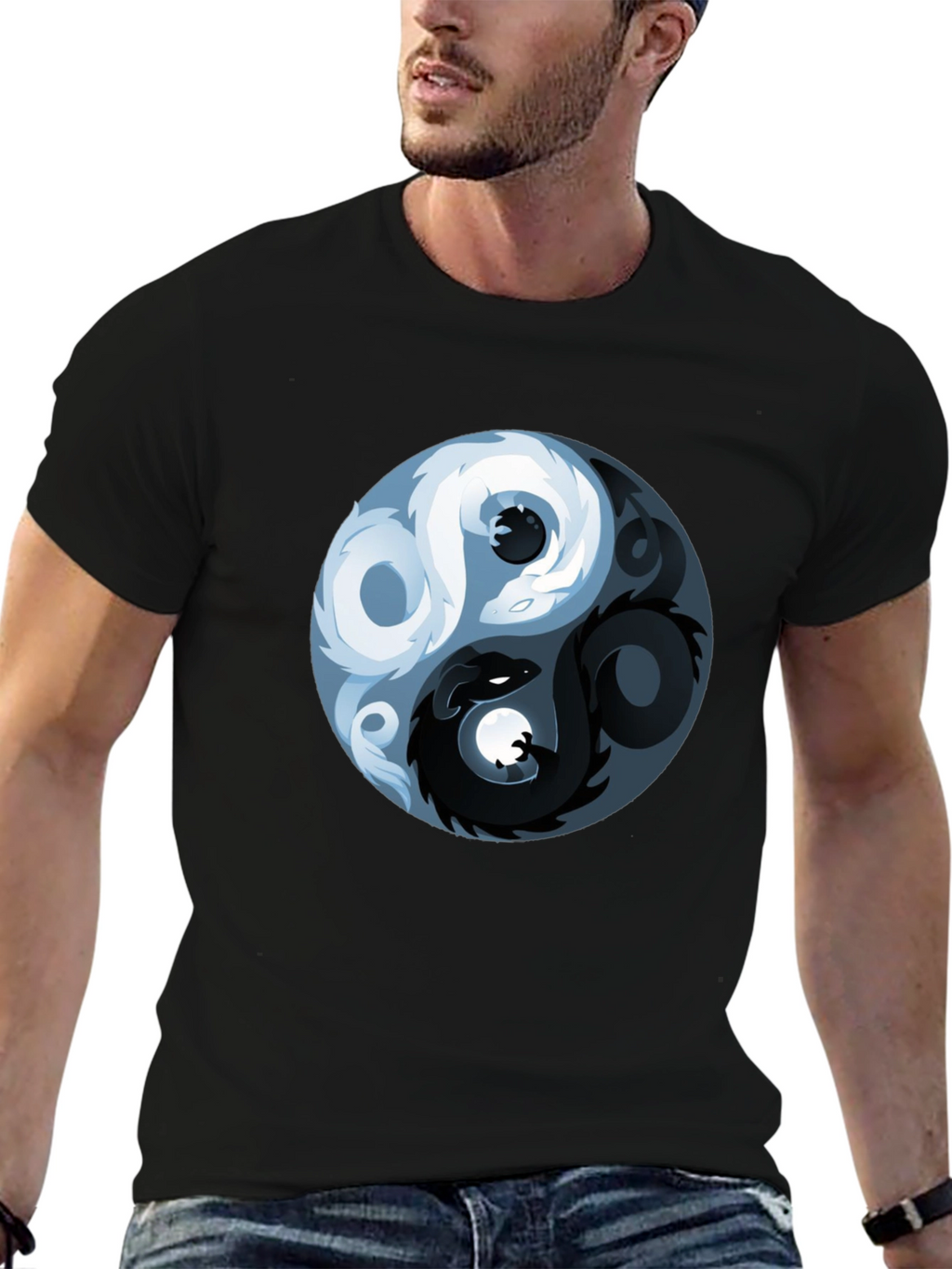 Yin Yang Dragon Graphic T-Shirt