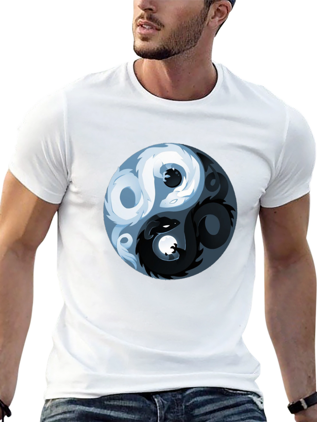Yin Yang Dragon Graphic T-Shirt