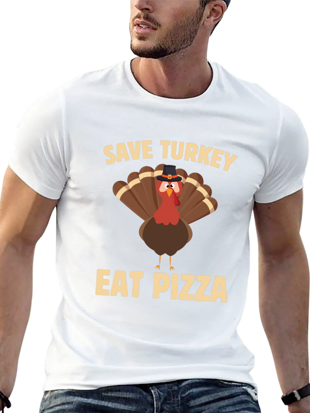 Save Turkey Eat Pizza Black T-Shirt
