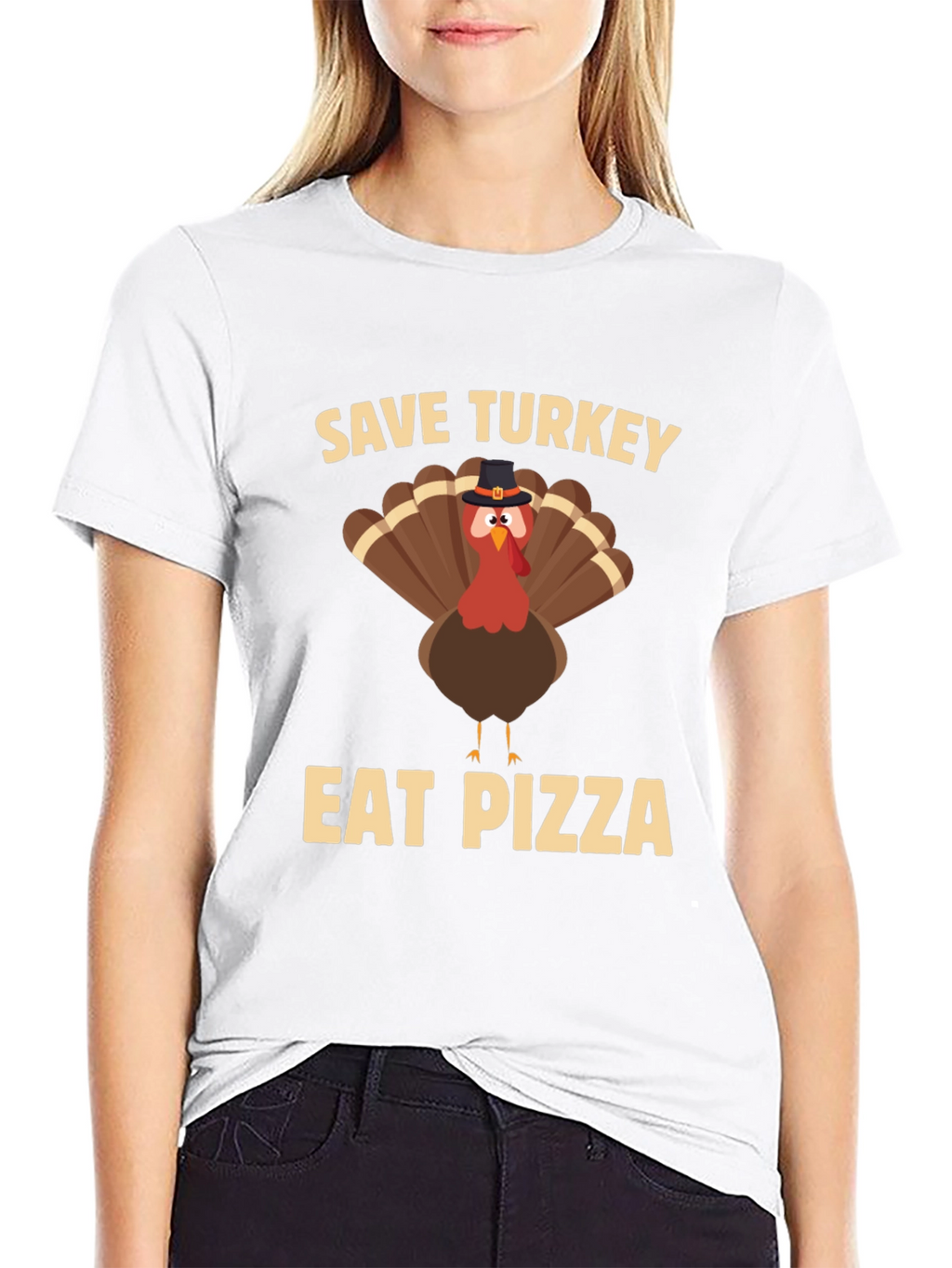 Save Turkey Eat Pizza Black T-Shirt