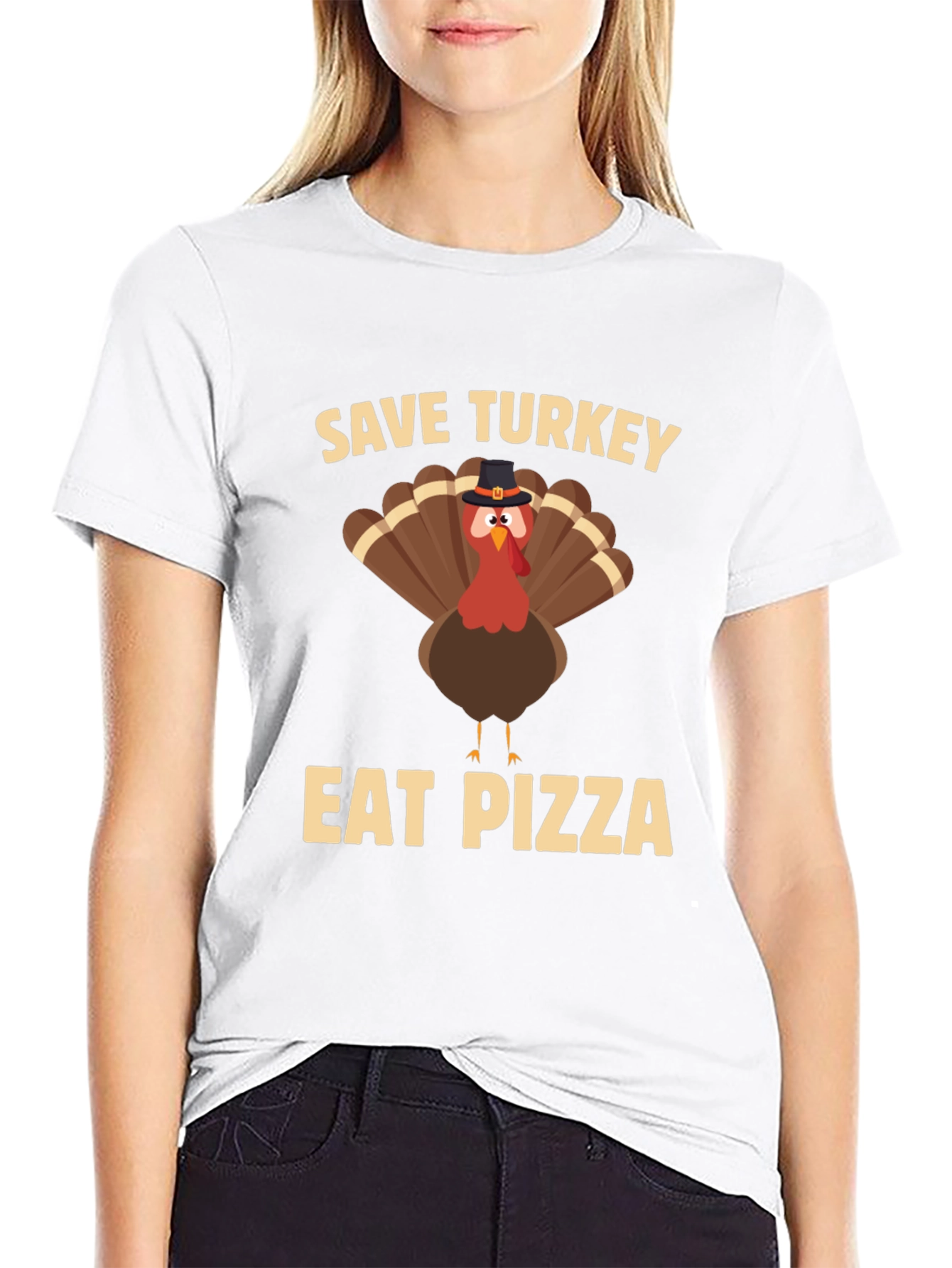 Save Turkey Eat Pizza Black T-Shirt