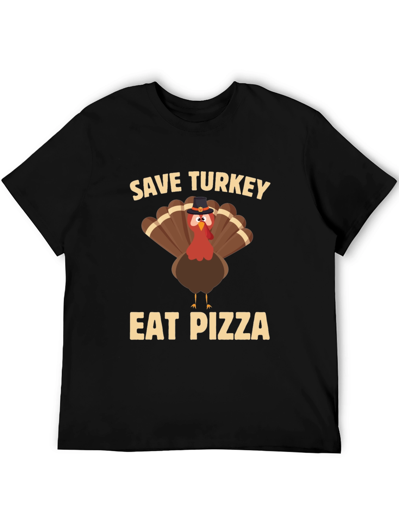 Save Turkey Eat Pizza Black T-Shirt