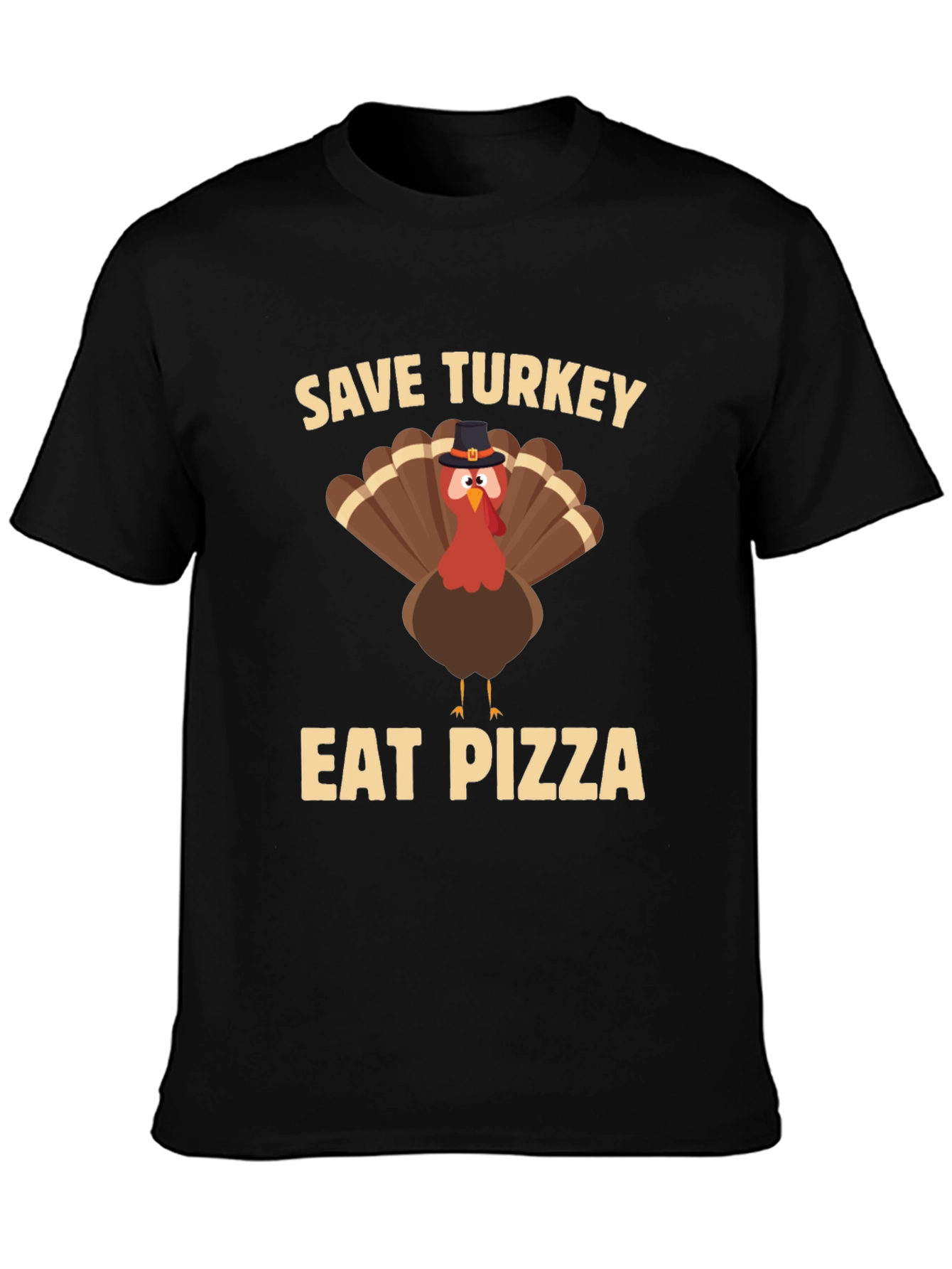 Save Turkey Eat Pizza Black T-Shirt