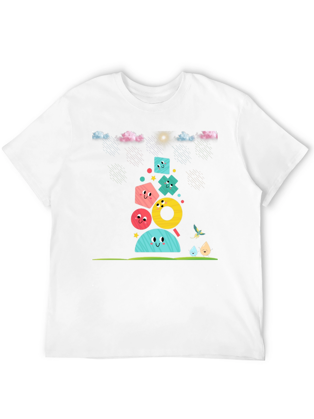Fun Geometric Character Black T-Shirt