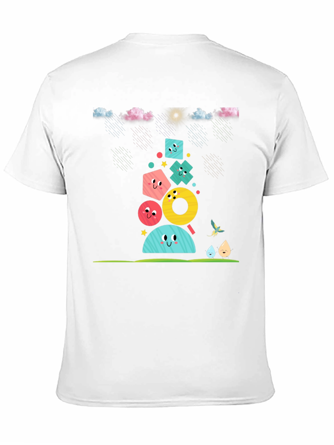 Fun Geometric Character Black T-Shirt