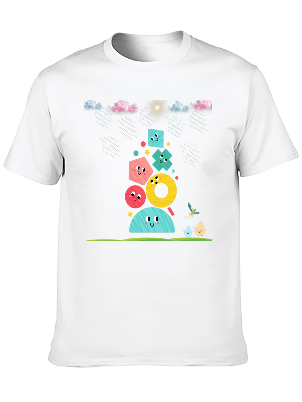 Fun Geometric Character Black T-Shirt