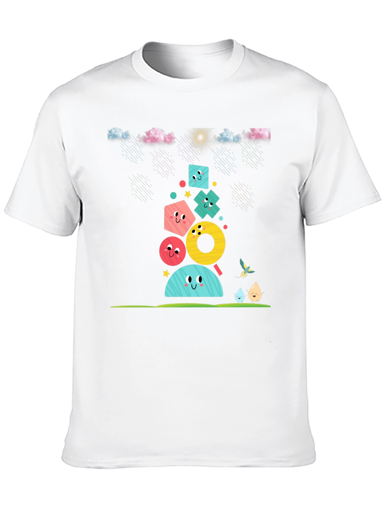 Fun Geometric Character Black T-Shirt