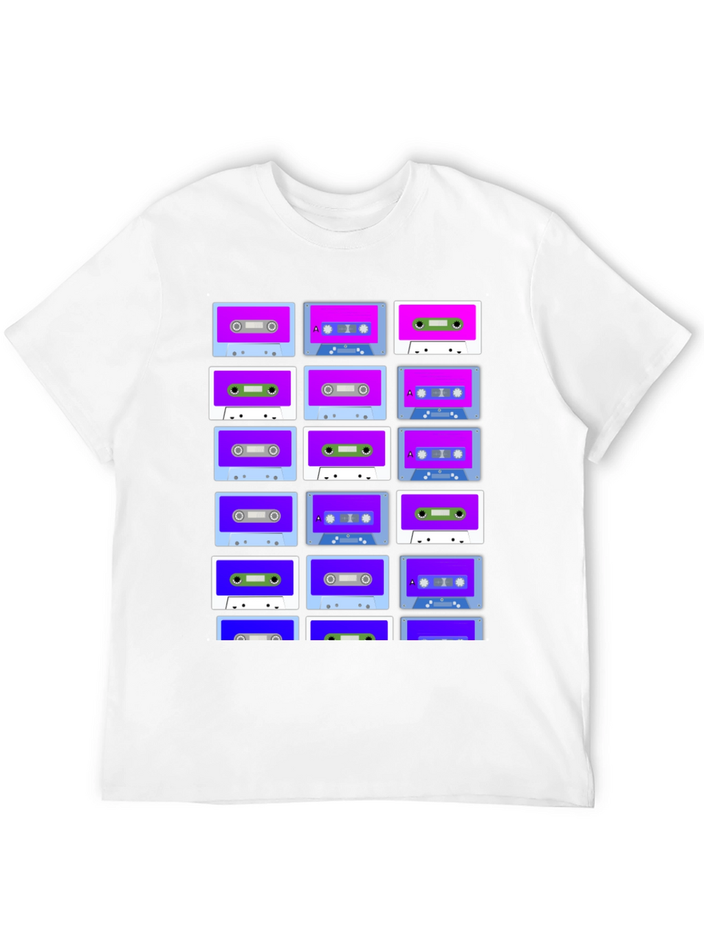 Retro Cassette Tape Pattern T-Shirt