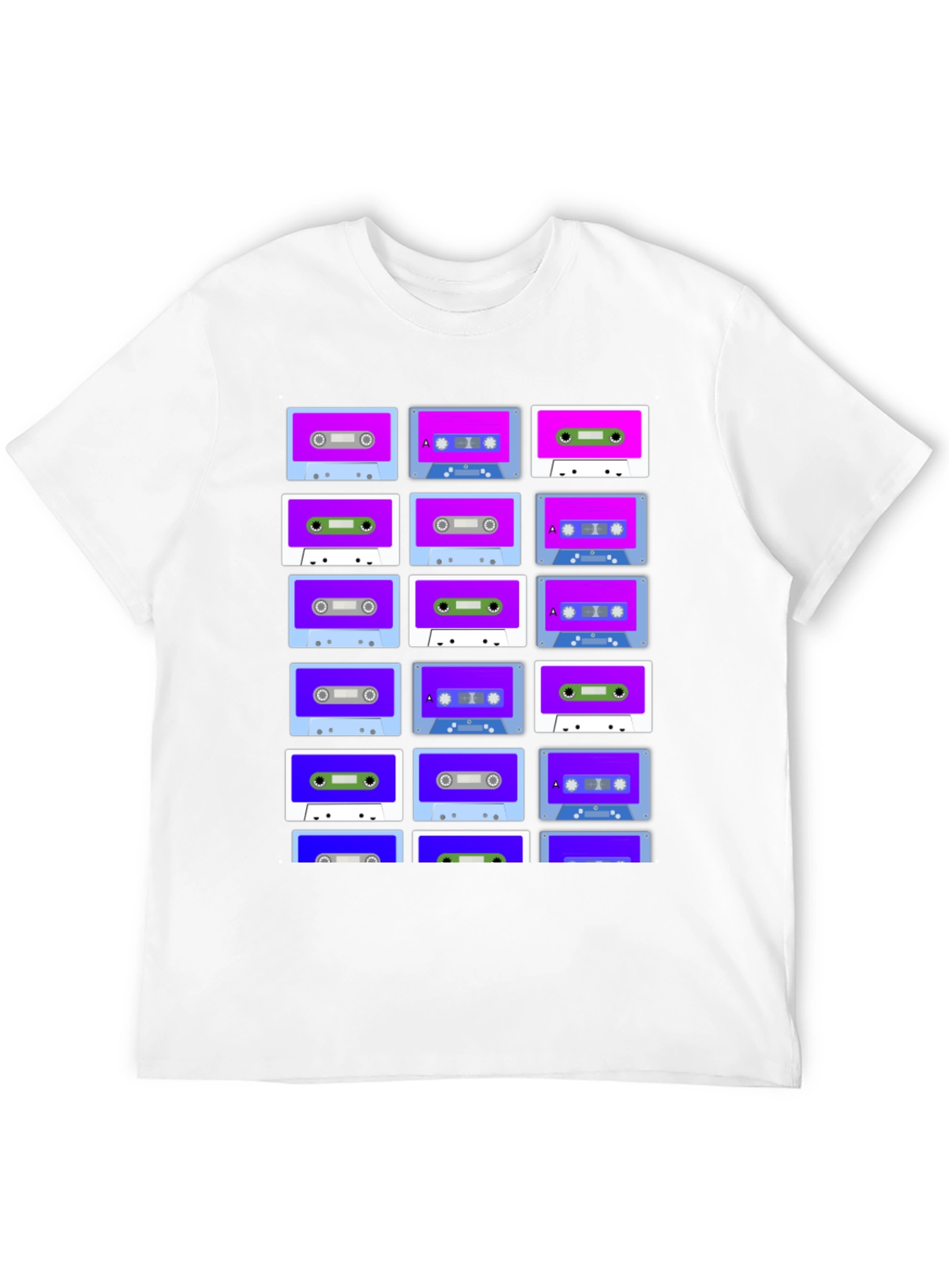 Retro Cassette Tape Pattern T-Shirt