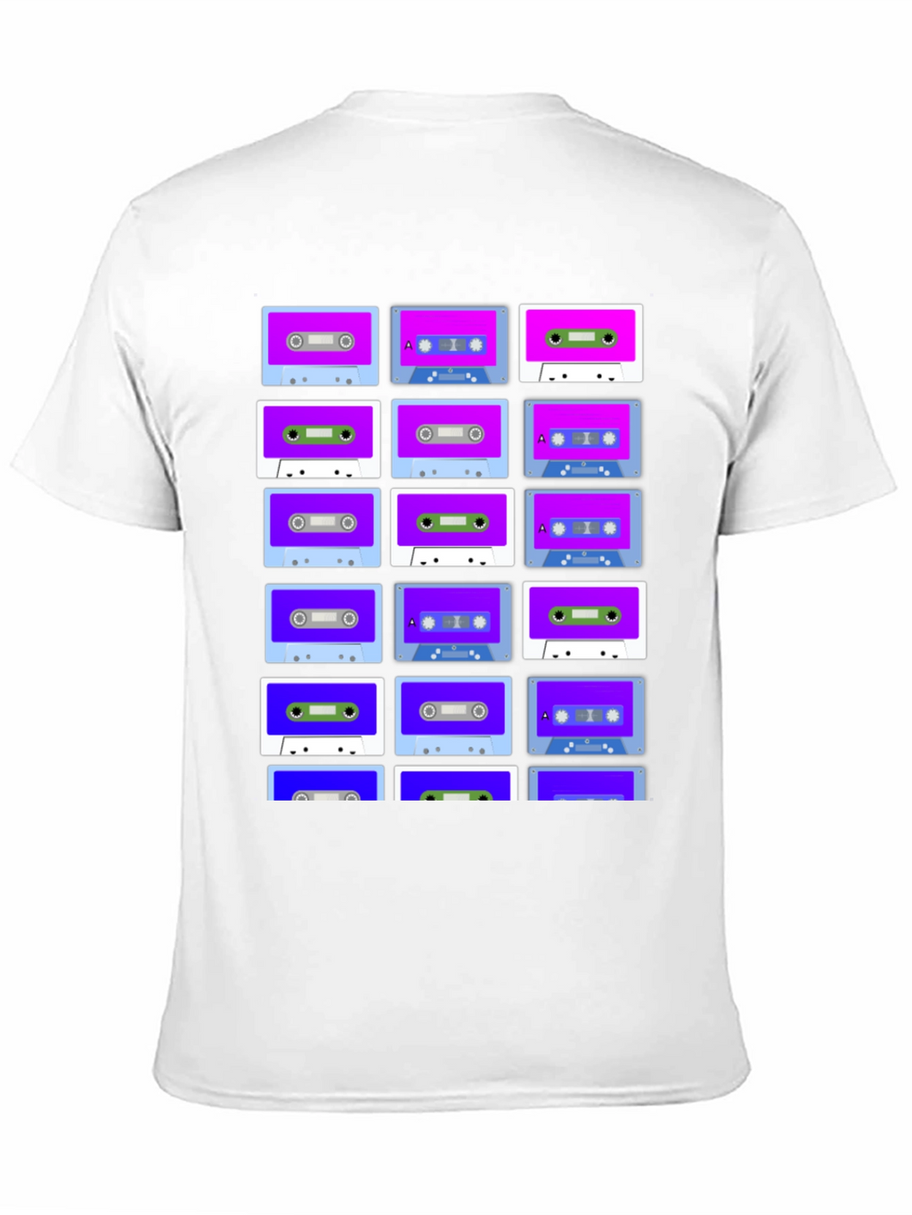 Retro Cassette Tape Pattern T-Shirt
