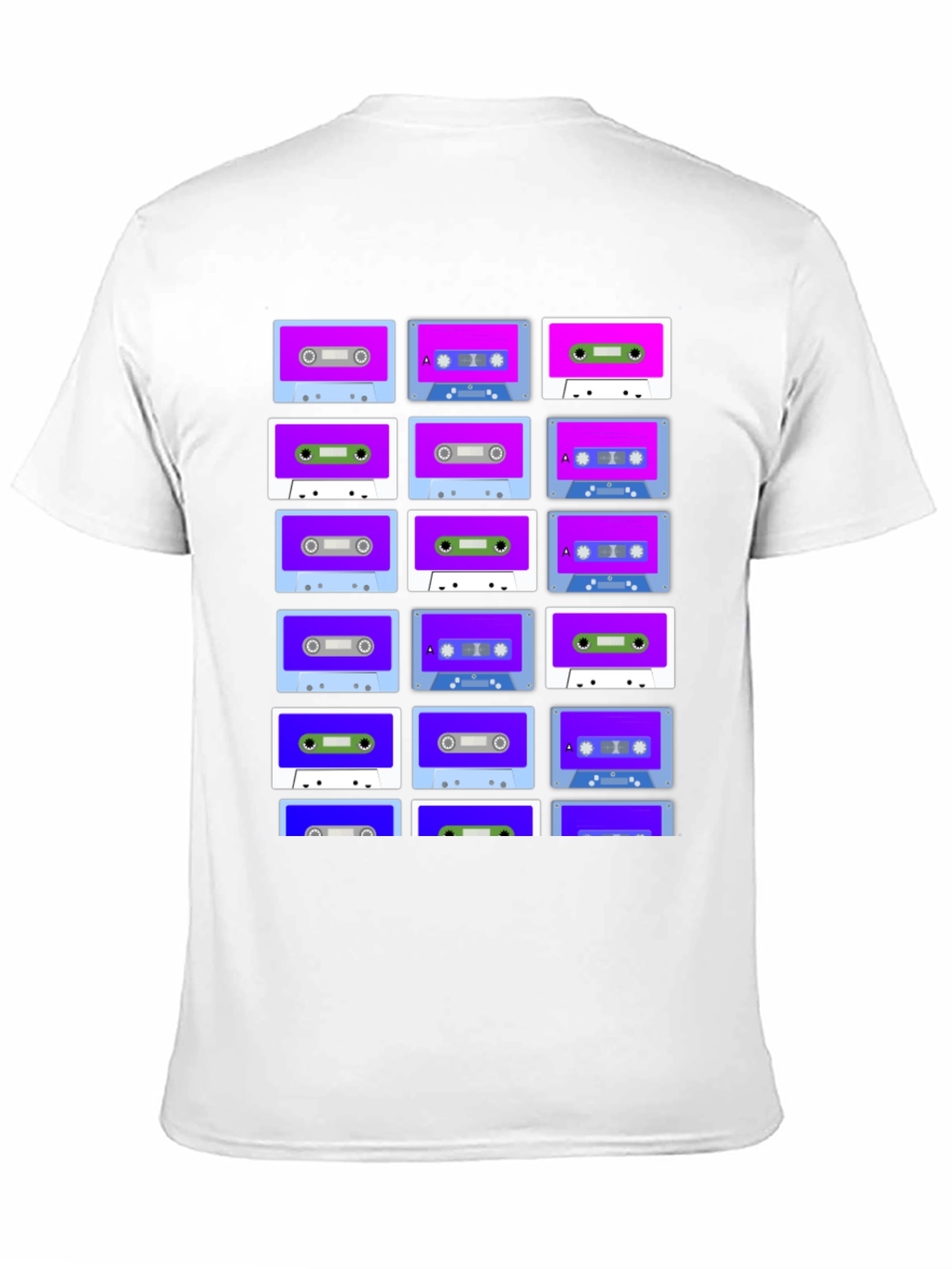 Retro Cassette Tape Pattern T-Shirt