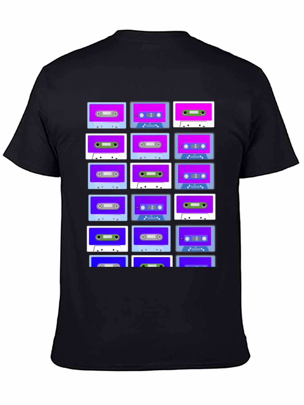Retro Cassette Tape Pattern T-Shirt