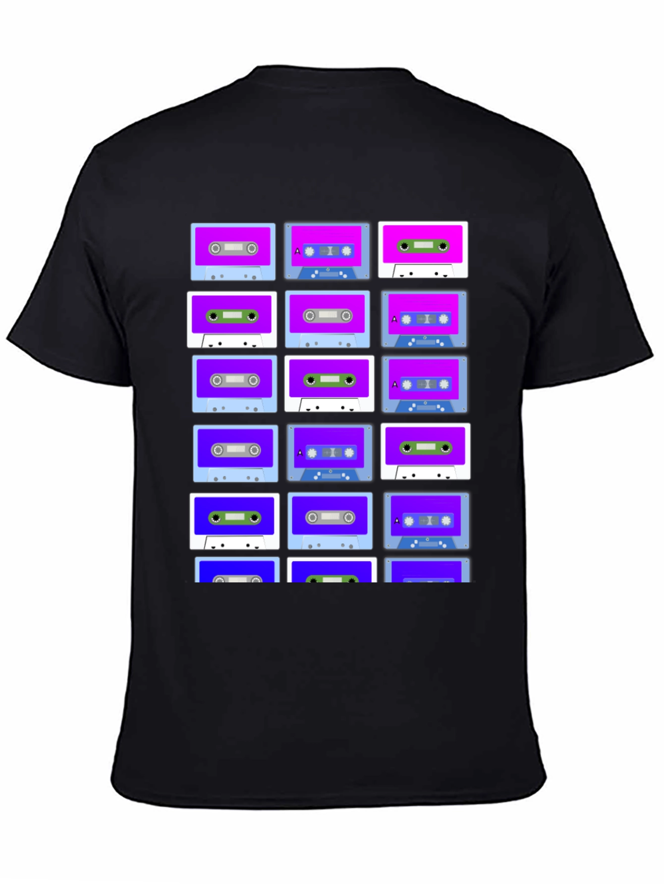 Retro Cassette Tape Pattern T-Shirt