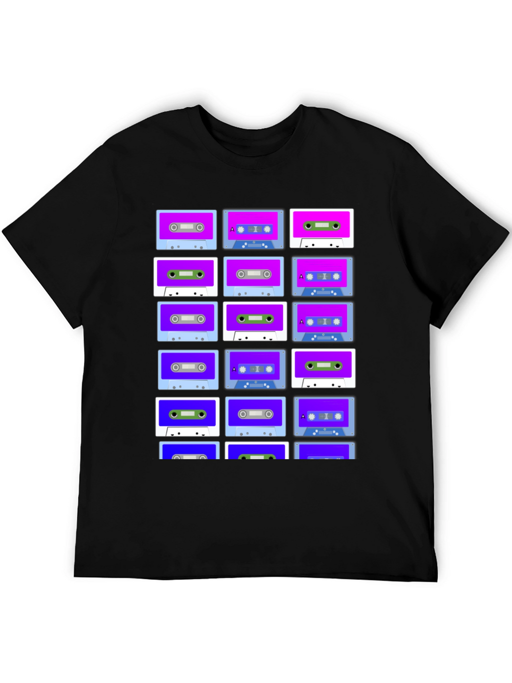 Retro Cassette Tape Pattern T-Shirt