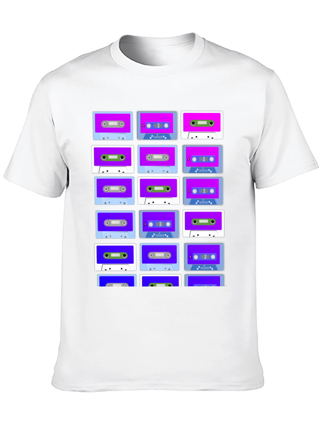 Retro Cassette Tape Pattern T-Shirt