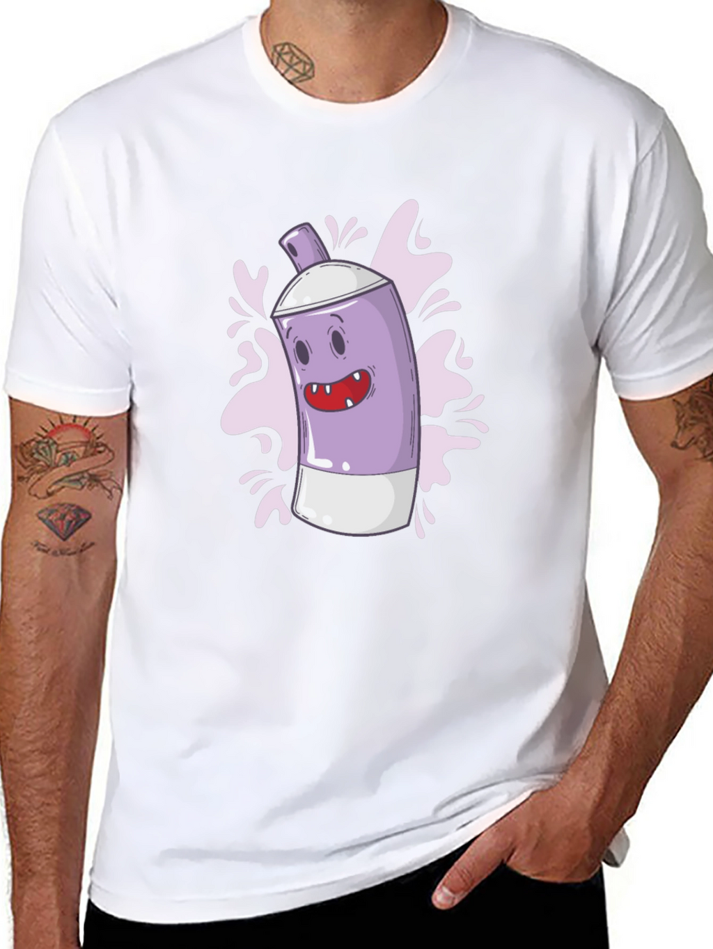 Funky Spray Can Graphic Tee - Cool Cartoon Design