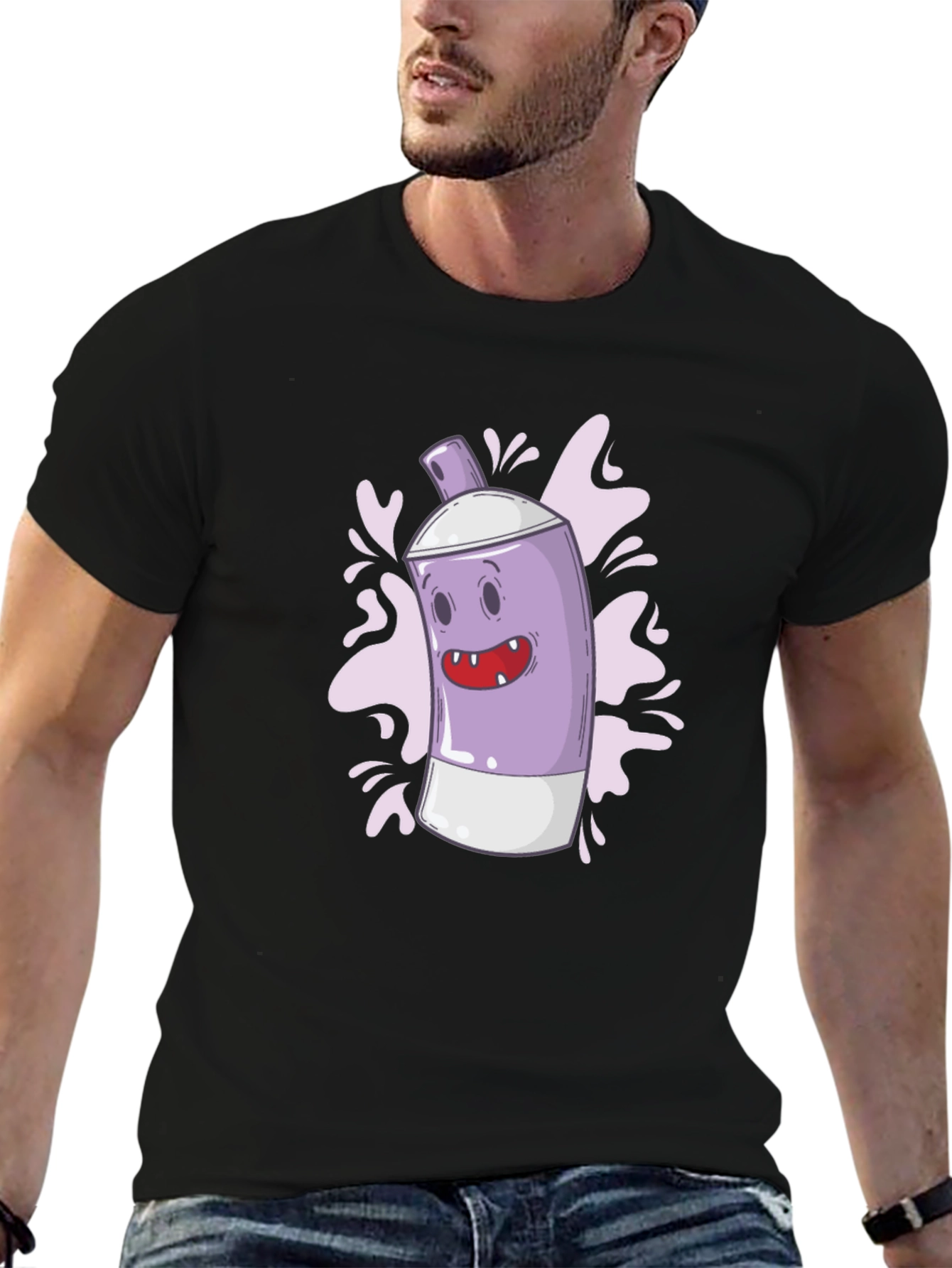 Funky Spray Can Graphic Tee - Cool Cartoon Design