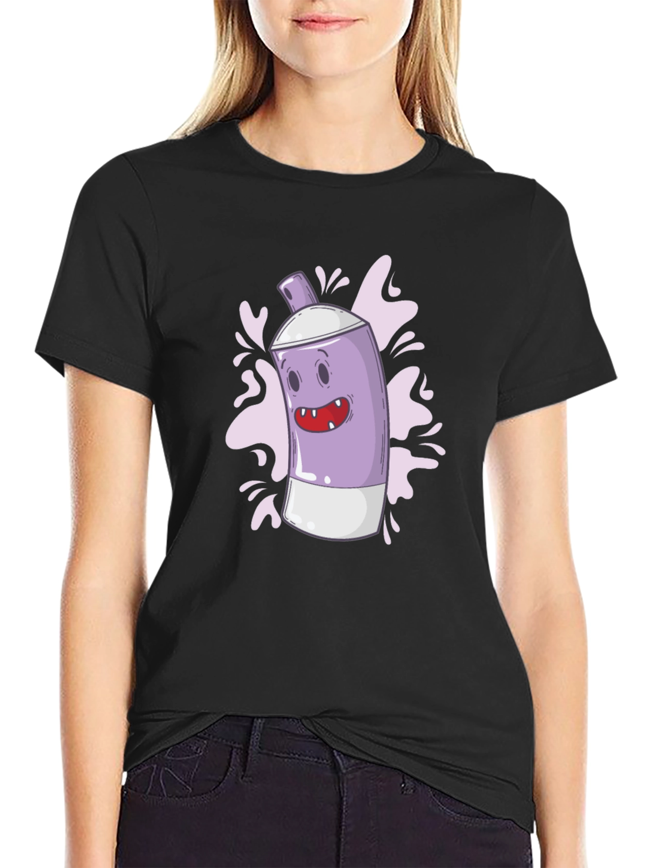 Funky Spray Can Graphic Tee - Cool Cartoon Design