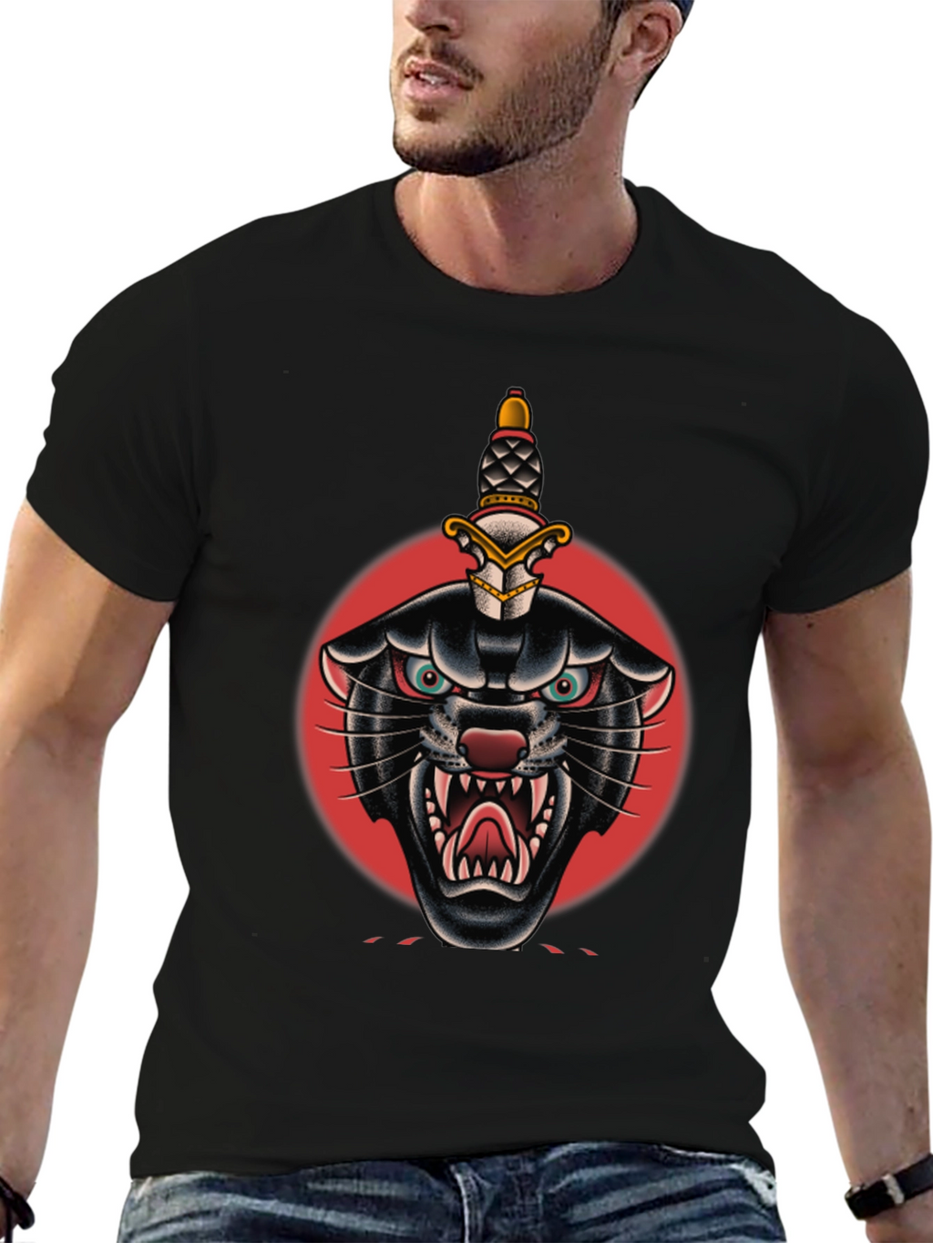 Black Panther Dagger Graphic Tee - Bold Streetwear Style