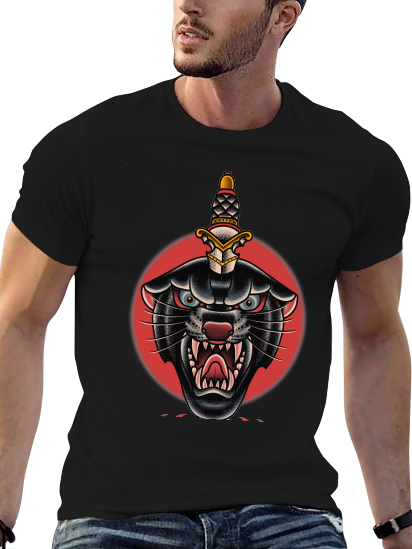 Black Panther Dagger Graphic Tee - Bold Streetwear Style