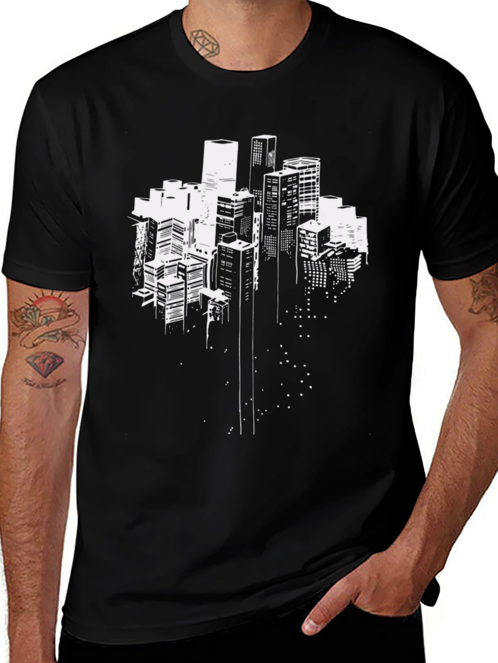 Urban Skyline Graphic Tee - Black