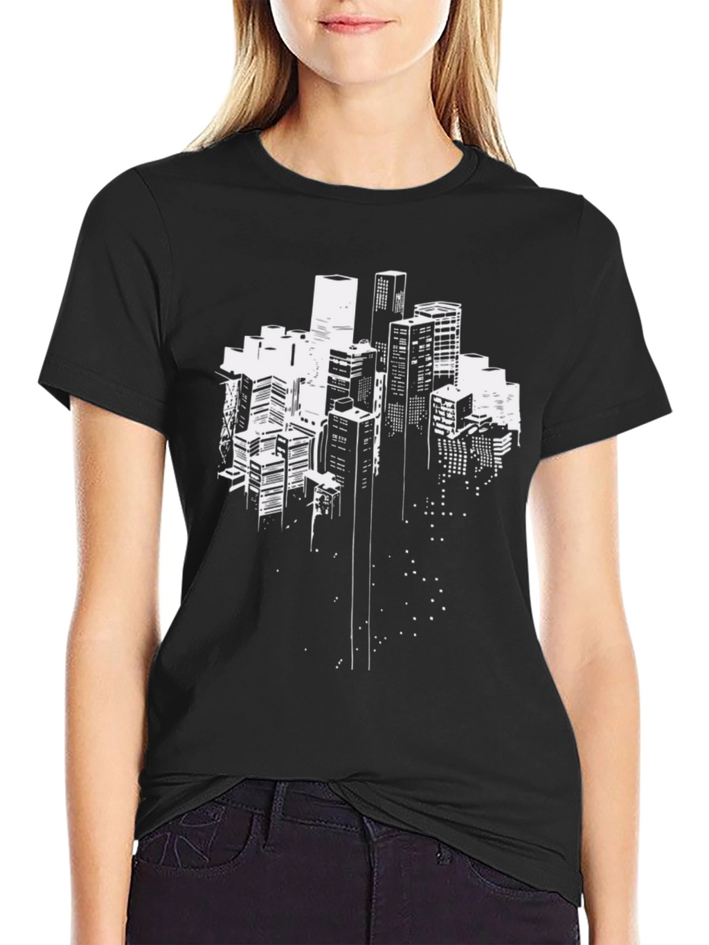 Urban Skyline Graphic Tee - Black