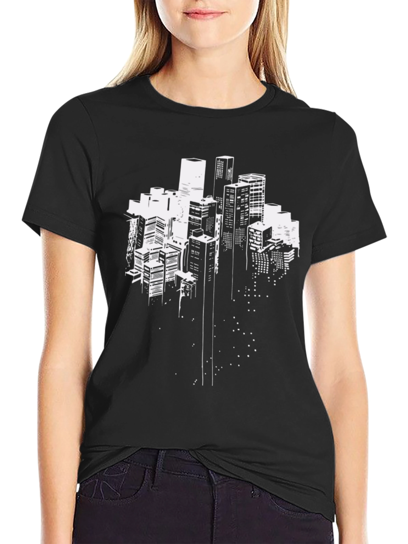 Urban Skyline Graphic Tee - Black
