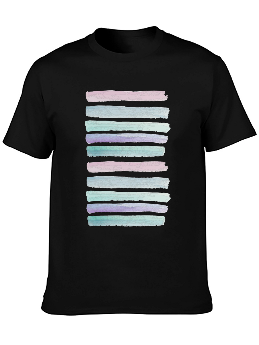Watercolor Stripes Black T-Shirt